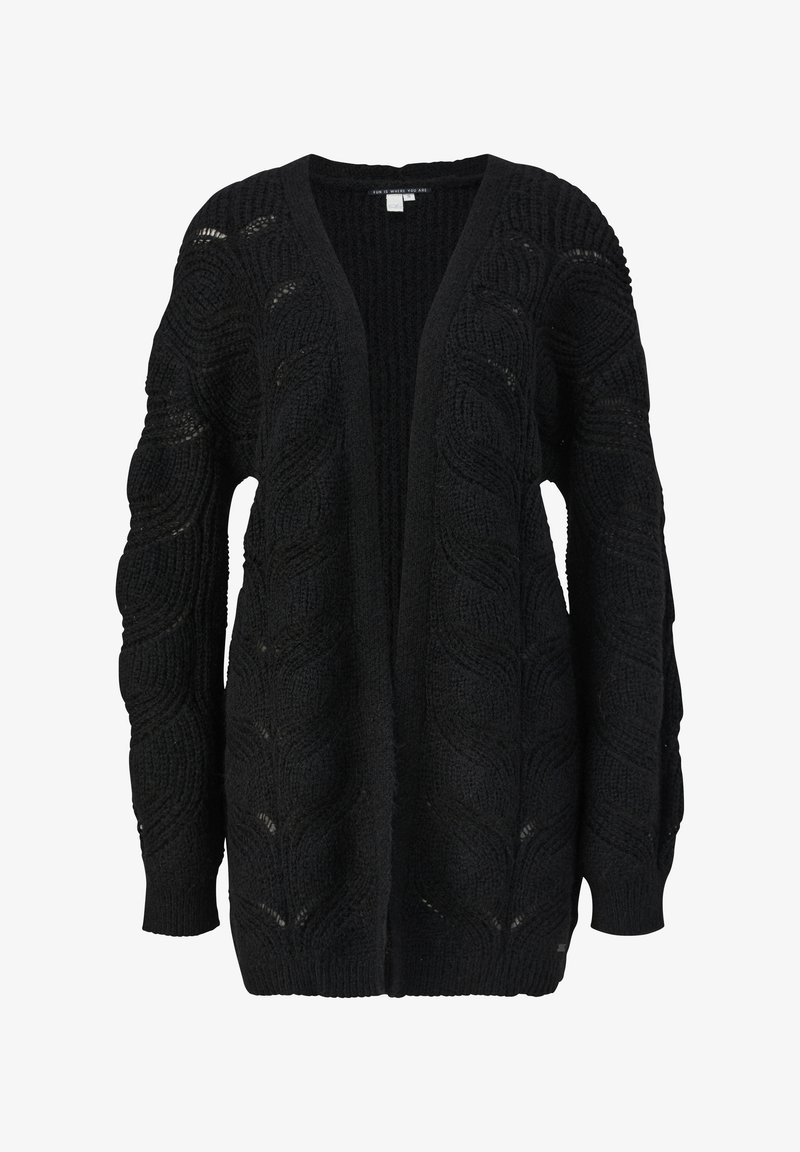 QS À MOTIF TORSADÉ - Strickjacke - schwarz