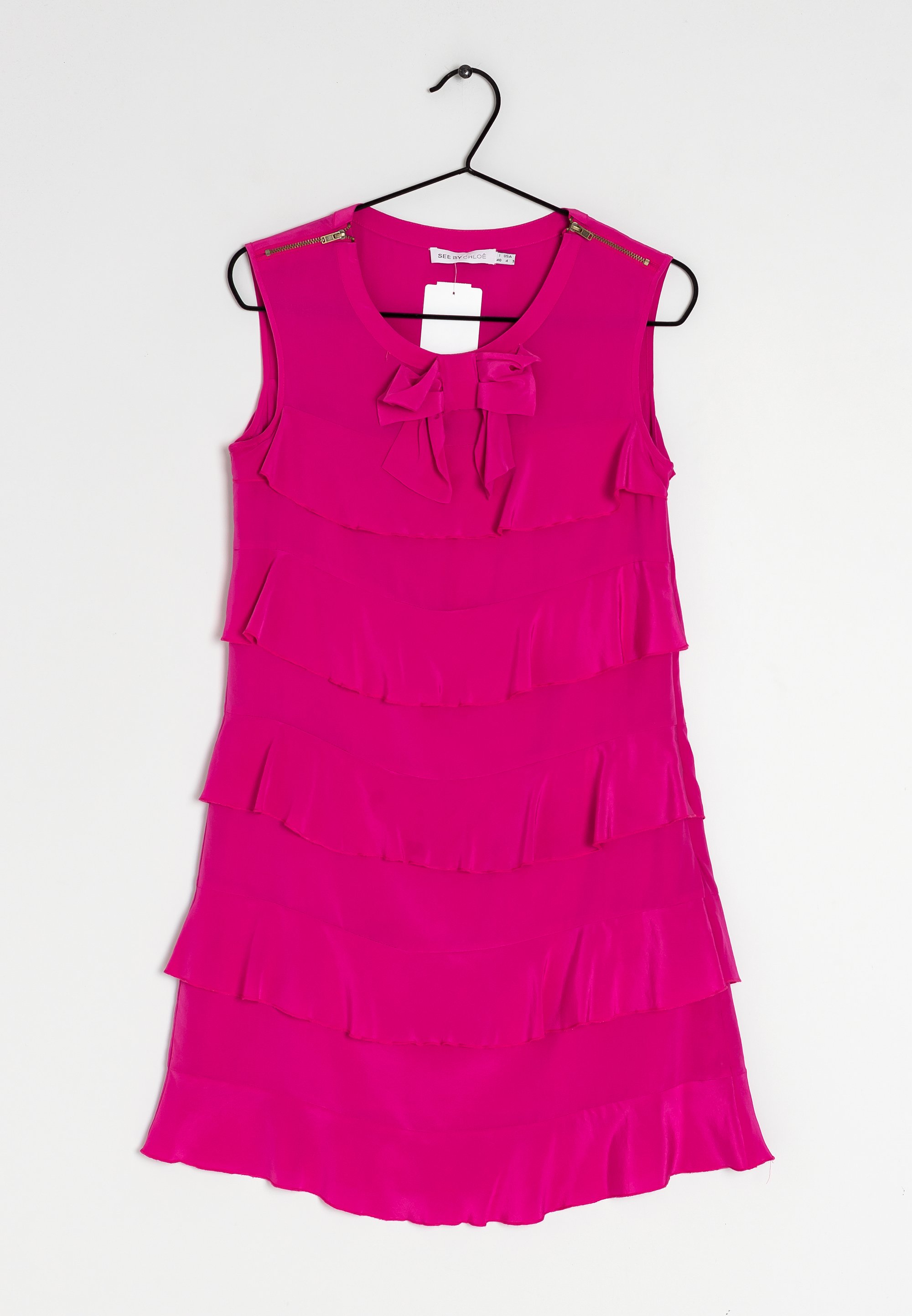 see by chloe dress pink Crew Neck Mini Dress