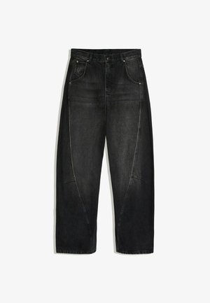 Bershka, LOW-RISE - BARREL JEANS - Wide Leg - black