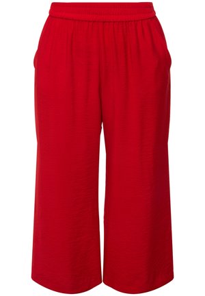 Ulla Popken, TEXTURED WIDE LEG ELASTIC WAIST CULOTTES - Stoffhose - coral