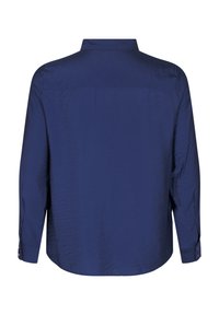 Camicia a maniche lunghe blu navy, con un design elegante, vestibilità comoda, colletto a punta e polsini con bottoni, realizzata in tessuto leggero.