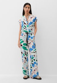 s.Oliver MIT ALLOVER-PRINT - Broek - ecru