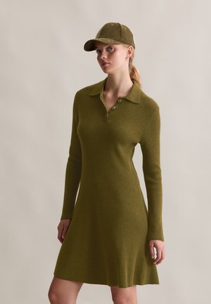 LONGSLEEVE, POLO - Svetríkové šaty - dark green melange