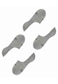 Calze invisibili grigie realizzate in un materiale misto cotone, caratterizzate da una texture liscia e una forma arrotondata, con dettagli del logo sul lato.