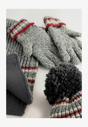 Next, REGULAR FIT SET 3 PIECE - Rukavice - grey red stripe