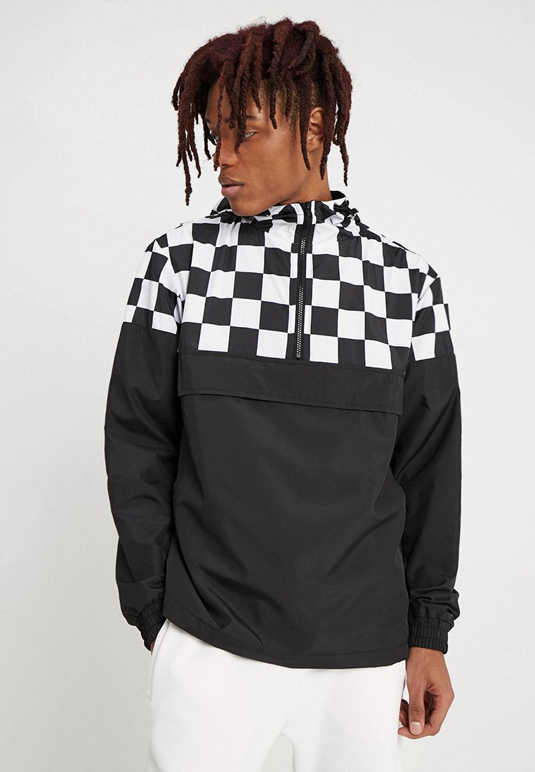 Urban Classics - CHECK PULL OVER JACKET - Větrovka - black/chess, Zvětšit