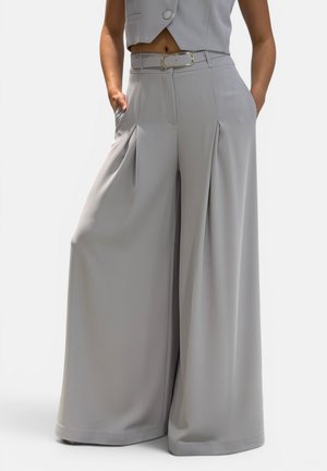 Imperial, PANTALONI PALAZZO VITA ALTA CON CINTURA - Pantaloni - perla