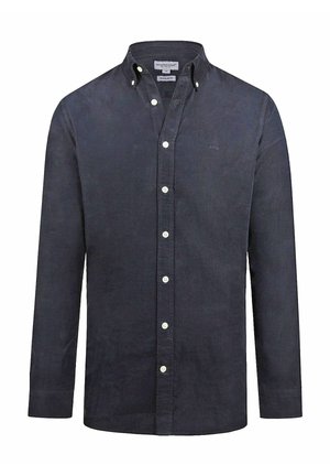 Donker marineblauw overhemd met lange mouwen, witte knopen en een button-down kraag, aangeduid als regular fit door McGregor.