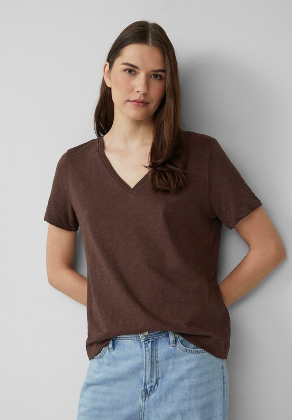 MIT V-AUSSCHNITT - T-Shirt basic - mokka