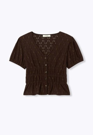 Promod, T-SHIRT SMOCKÉ AJOURÉ - Blouse - marron