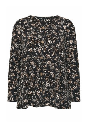 Yours Clothing, PLUS SIZE FLORAL TOPS - Camiseta de manga larga - black