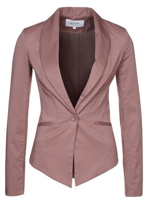Enkelt-knap mauve blazer med notched revers, lange ærmer, to forlommer med kant og figursyet talje.