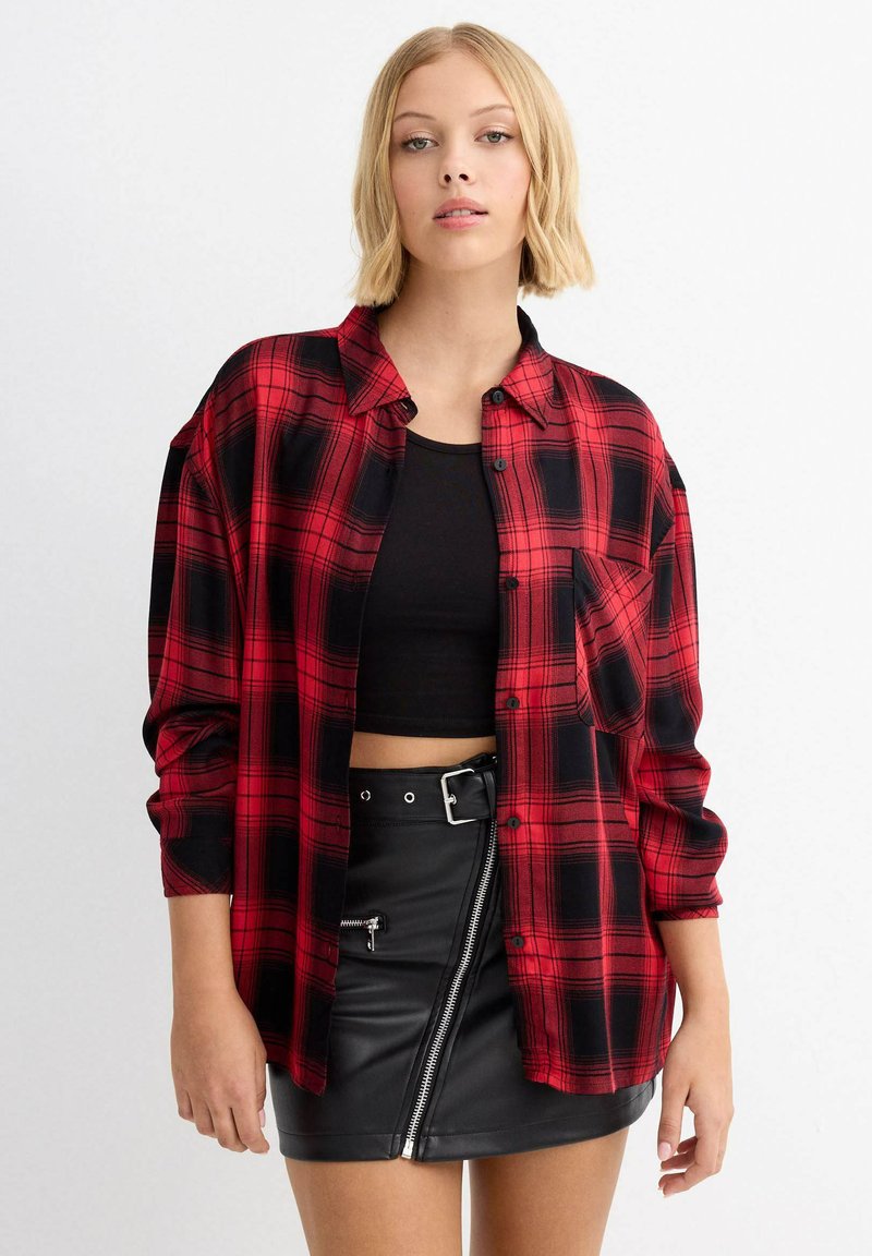 INSIDE DE CUADROS CON BOLSILLO - Blusa - rojo