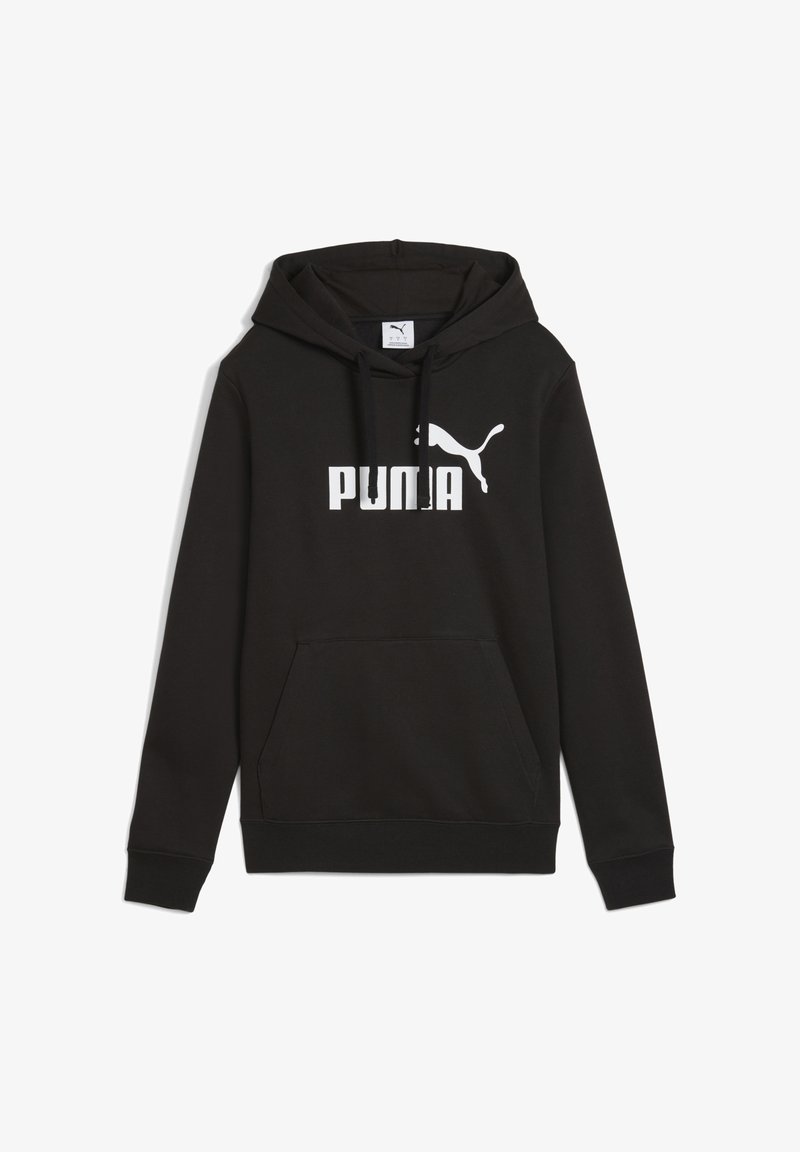 Črna kapuca s kengurujem, s sprednjo belo oznako in emblemom "PUMA". Klasičen kroj z rebrastimi manšetami.