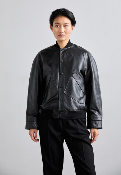 Victoria Beckham VARSITY JACKET - Veste en cuir - black