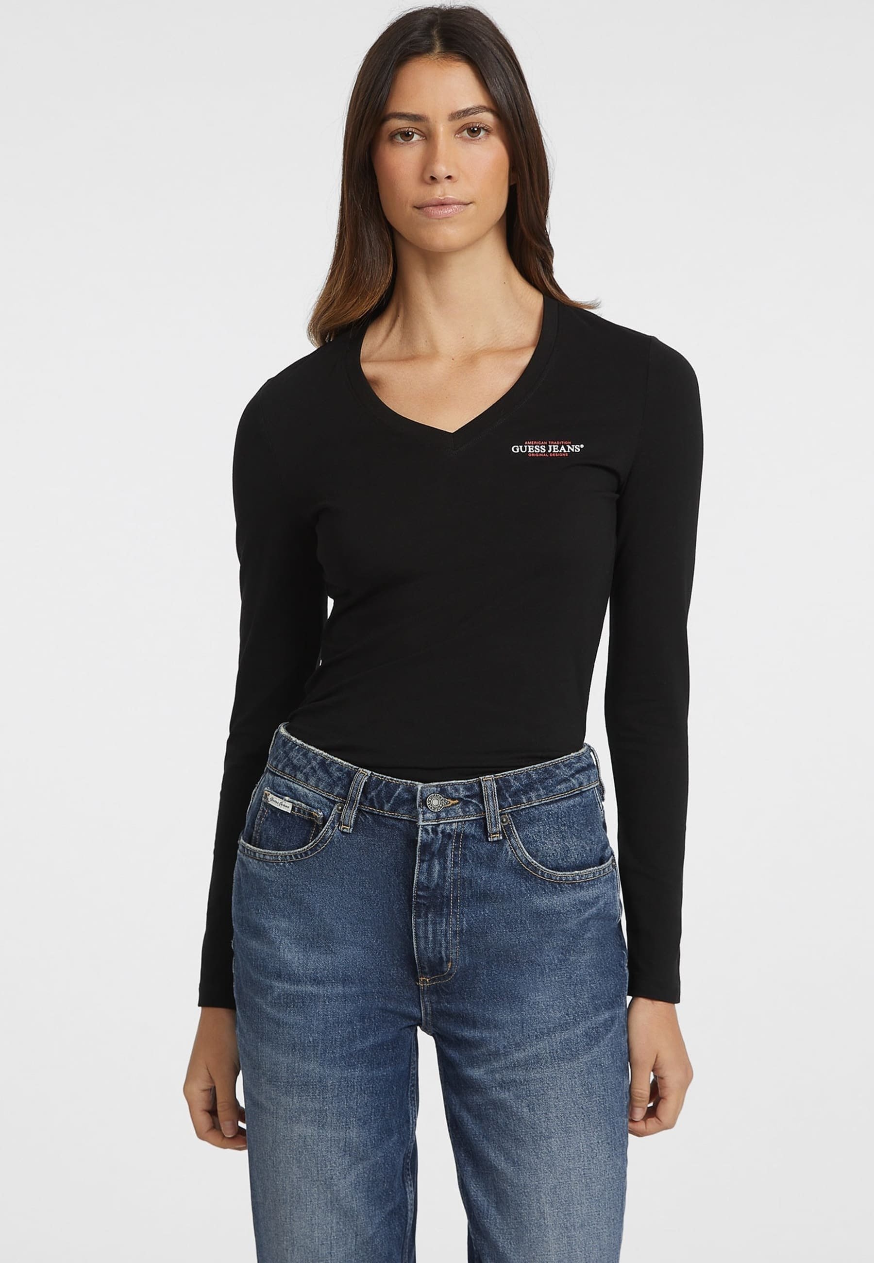 Guess Jeans SLIM AMERICAN TRADITION Long sleeved top schwarz