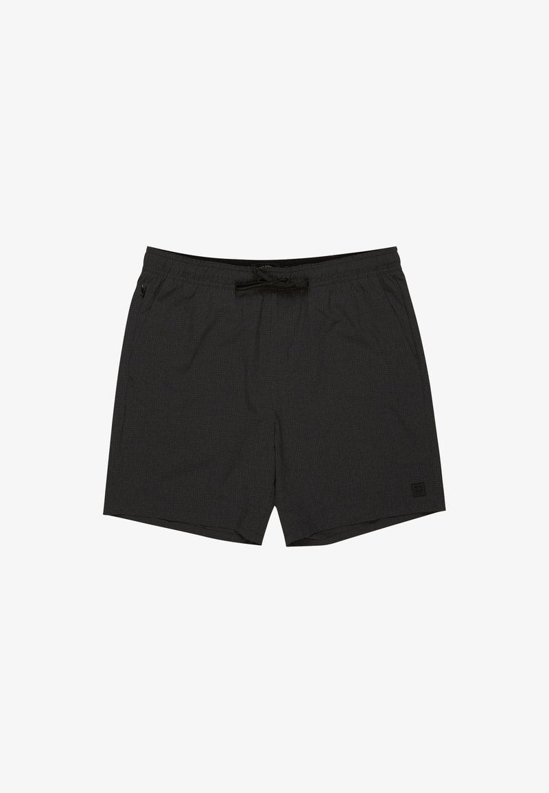 Shorts de bain noirs en tissu léger et à séchage rapide. Équipés d'une taille élastique avec cordon de serrage, de poches latérales et d'un patch logo.