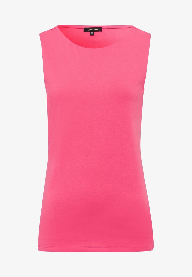 Haut rose uni sans manches pour femme avec encolure arrondie, taille 38, marqué de la marque "More & More".