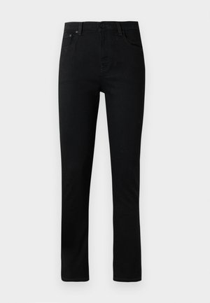 Sorte denim jeans med rett ben, som har knappelukking, fem lommer og subtile sømdetaljer. Glatt tekstur, klassisk design.