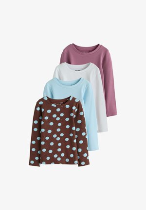 Next, REGULAR FIT - LONG SLEEVE RIBBED T-SHIRTS 4 PACK . - Long sleeved top - chocolate brown spot