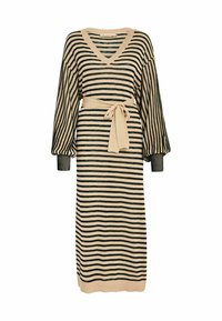 MATHILDA V-NECK BALOON SLEEVE  - Vestido de punto - black stripe