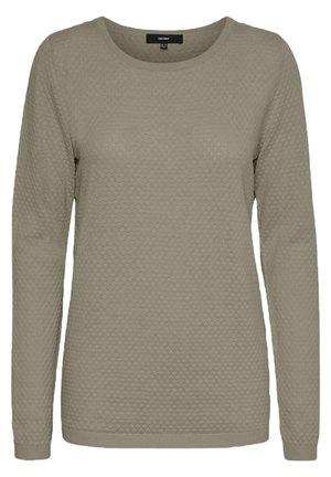 Pull beige à manches longues avec motif en maille texturée en forme de losanges et poignets et ourlet côtelés.