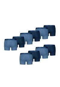 Satz von zwölf Boxershorts in verschiedenen Blautönen. Mit elastischem Bund und Puma-Logo. Glatter Stoff und körpernahe Passform.
