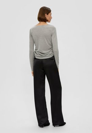 s.Oliver BLACK LABEL, GLITZER MIT SEITLICHER RAFFUNG - Long sleeved top - grau