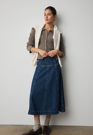 Next, TALL FIT - HORSEBIT DETAIL SEAMED MIDI - A-snit nederdel - denim dark blue
