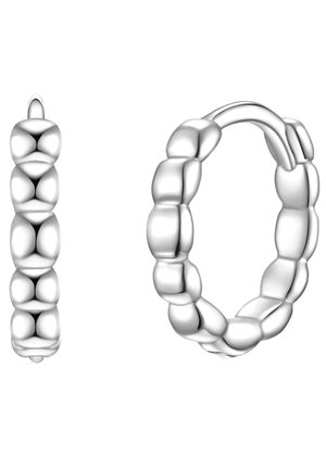 Sølv hoop øreringe med et rundet, boble-lignende design. Glat tekstur og poleret finish, der fremhæver en unik, skulpturel form.