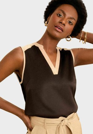 V NECK REGULAR FIT - Topp - black tipped