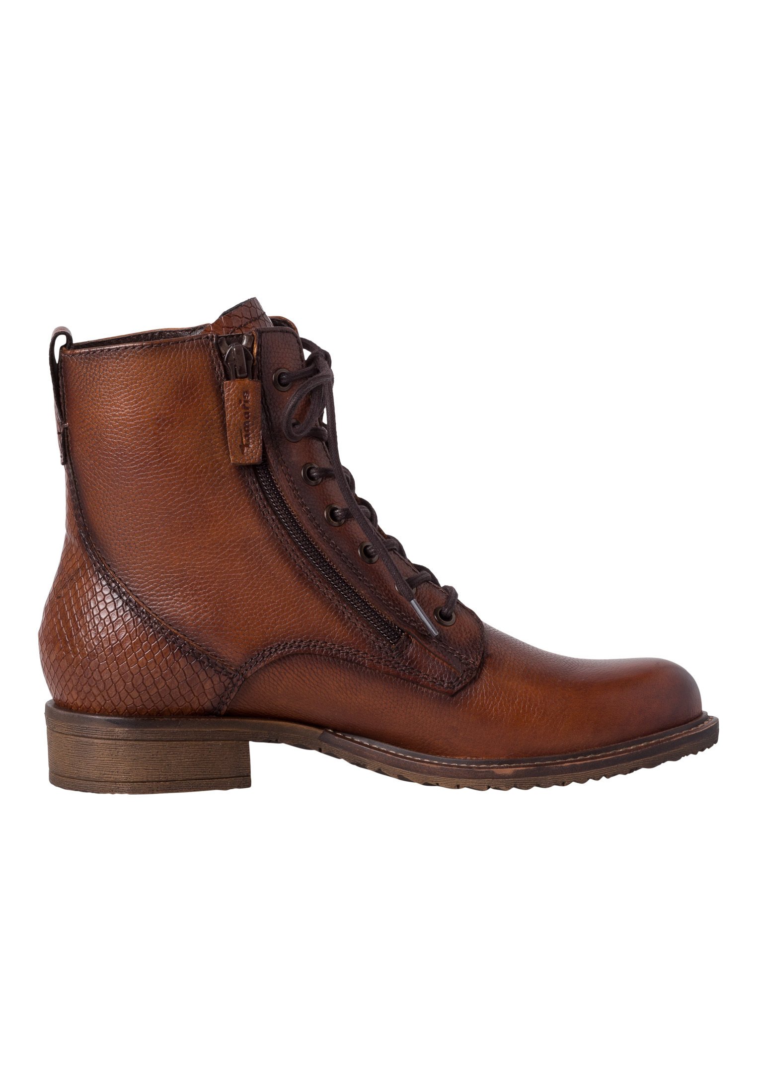 Tamaris Bottines à lacets - cognac/snake/marron foncé - ZALANDO.FR