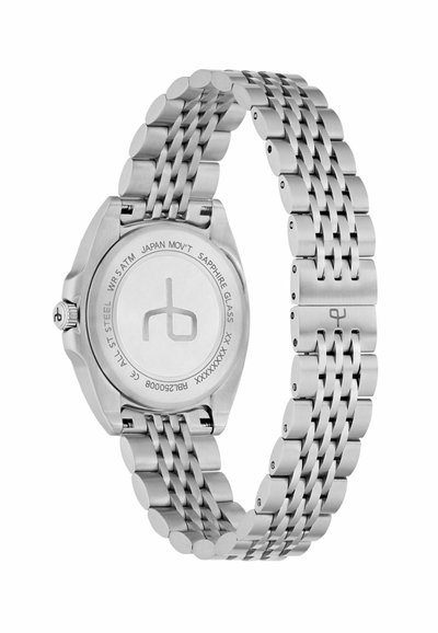 Zegarek na rękę ze stali nierdzewnej z okrągłą kopertą, siateczkowym paskiem i szklanym szkłem szafirowym. Wykończenie polerowane oraz wygrawerowane logo na tylnej stronie.