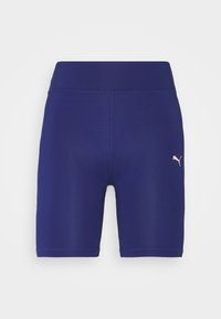 Pantaloni sportivi blu navy realizzati in tessuto elasticizzato. Presentano un'ampia vita e un piccolo logo rosa sul lato sinistro in basso.