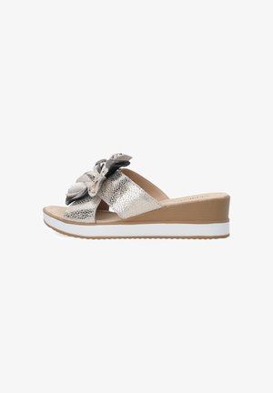 VENEZIA, SLIPPERS - Mules med hæl - silver-coloured