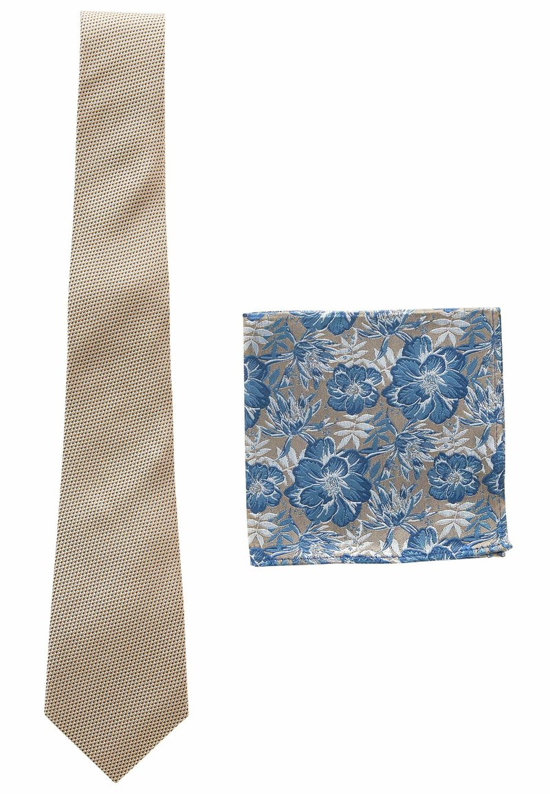 Next - SET REGULAR - Ozdobná vreckovka - neutral brown navy blue floral, Zväčšiť