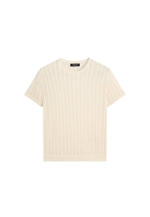 Massimo Dutti, SHORT SLEEVE CUTWORK KNIT TOP - T-Shirt print - beige
