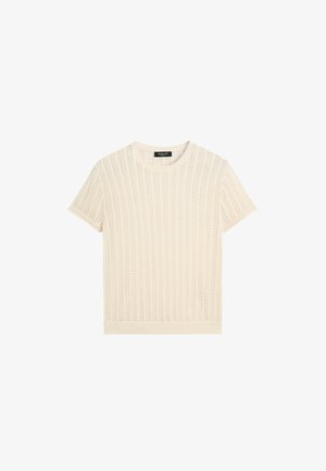 Massimo Dutti, SHORT SLEEVE CUTWORK KNIT TOP - Print T-shirt - beige