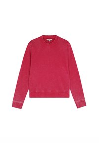 Maglione rosso a girocollo realizzato in tessuto morbido, con maniche lunghe, polsini a costine e una texture sfumata in tutto il capo. Senza motivi o dettagli hardware.