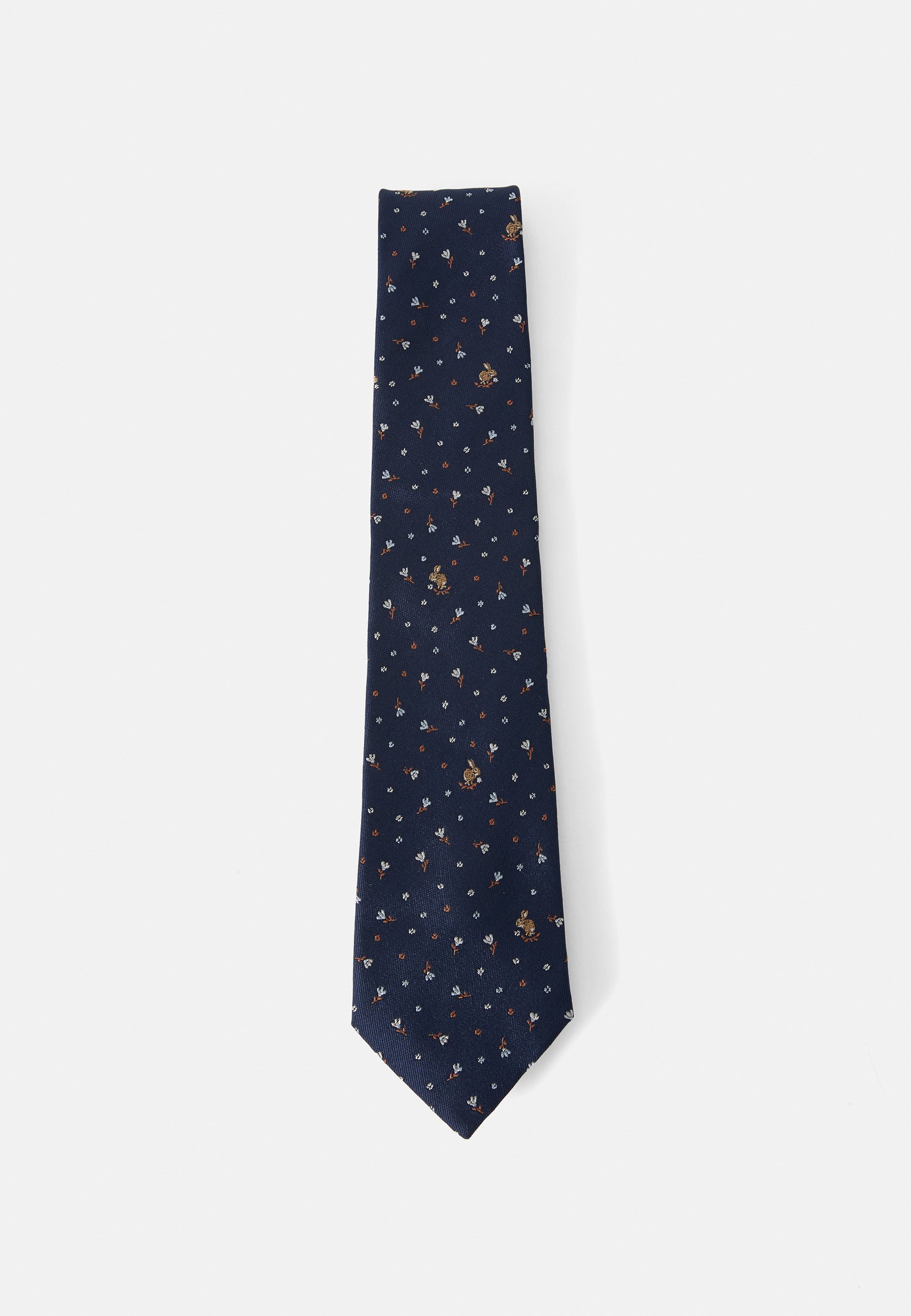 Cravatta Uomo Blu Navy Con Fenicotteri Rosa – The Tie Studio, Larghezza 9cm, Microfibra, Nuova Con Etichette