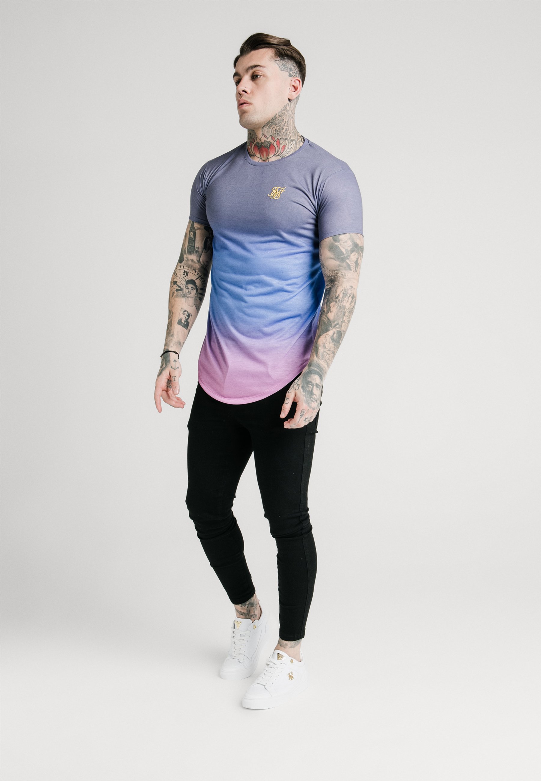 SIKSILK CURVED HEM FADE TEE T shirts med print tri neon SIKSILK CURVED HEM FADE TEE - T-shirts med print - tri neon