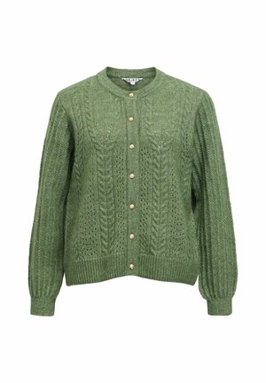 Object, OBJFLORA RE LS KNIT BUTTON CARDIGAN NOOS - Gilet - bronze green
