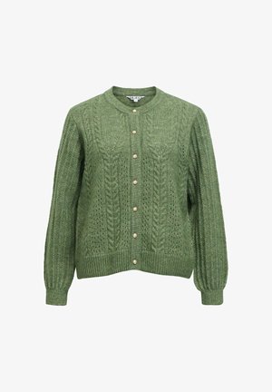 Object, OBJFLORA RE LS KNIT BUTTON CARDIGAN NOOS - Gilet - bronze green