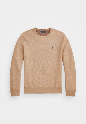 TEXTURED COTTON CREWNECK JUMPER - Strickpullover - camel melange