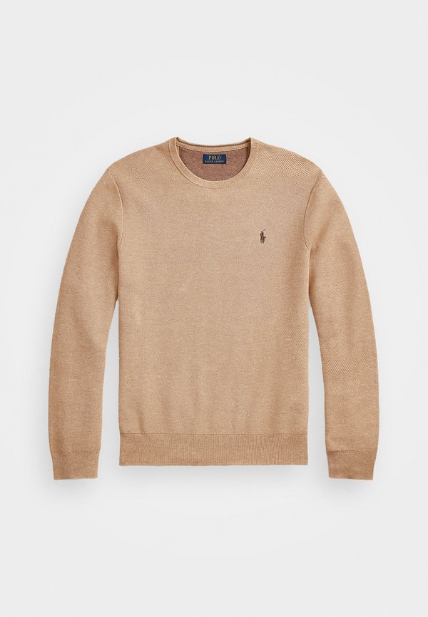 MESH KNIT COTTON CREWNECK SWEATER - Jumper - camel melange4
