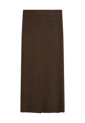 Massimo Dutti DOUBLE-FACED MIDI - Maxinederdele - mottled dark brown