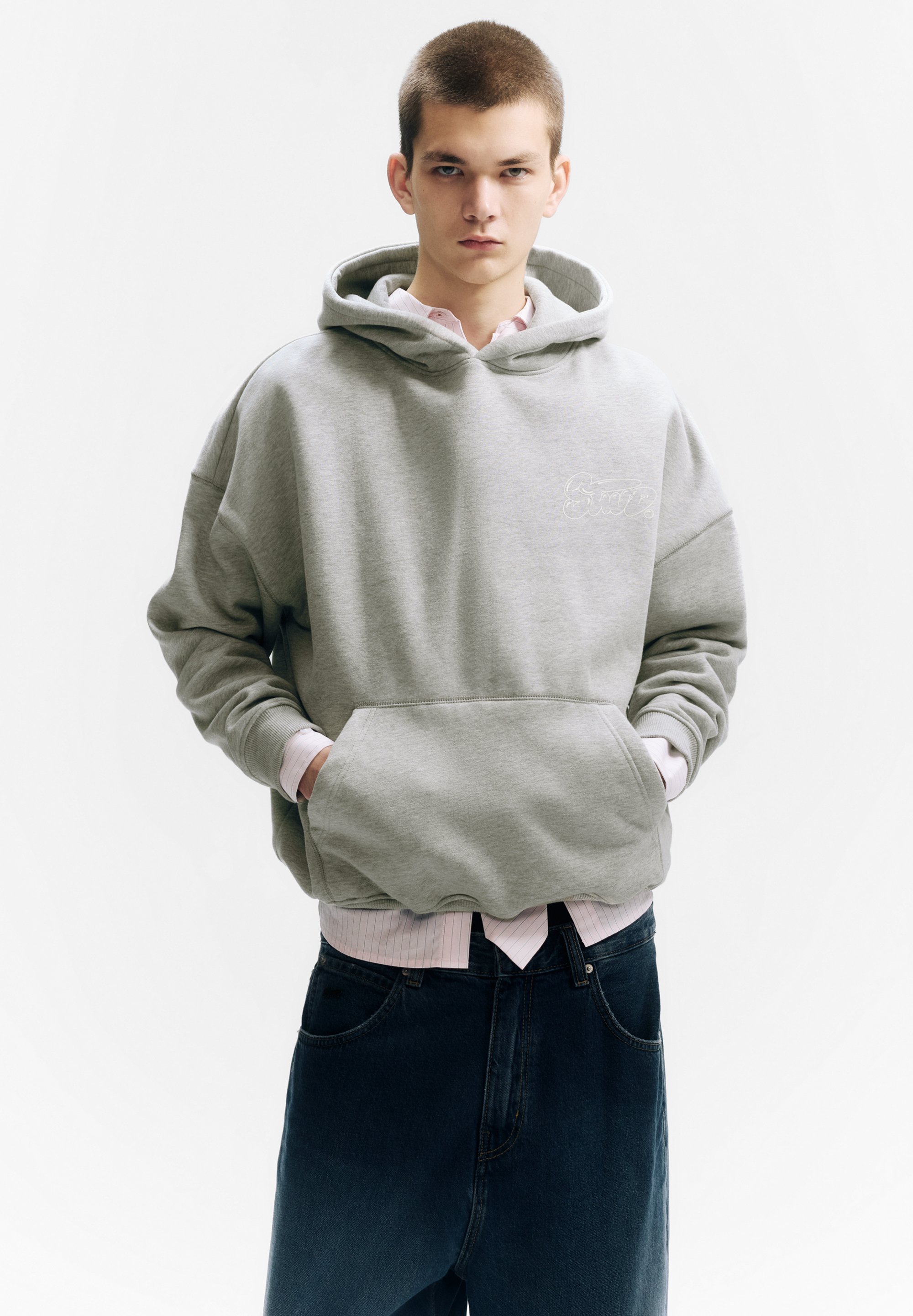 Jack & Jones - Sweat à capuche oversize avec imprimé au dos - Bleu délavé