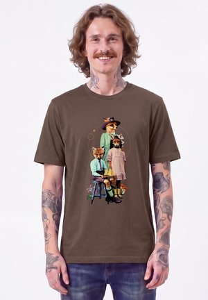 watapparel, FANCY FOX UNISEX - T-shirt imprimé - mocha