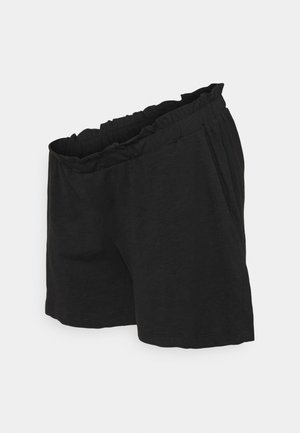 Černé šortky s elastickým pasem, které mají měkkou texturu a volný střih. Navrženy se bočními švy pro zvýšení pohodlí.