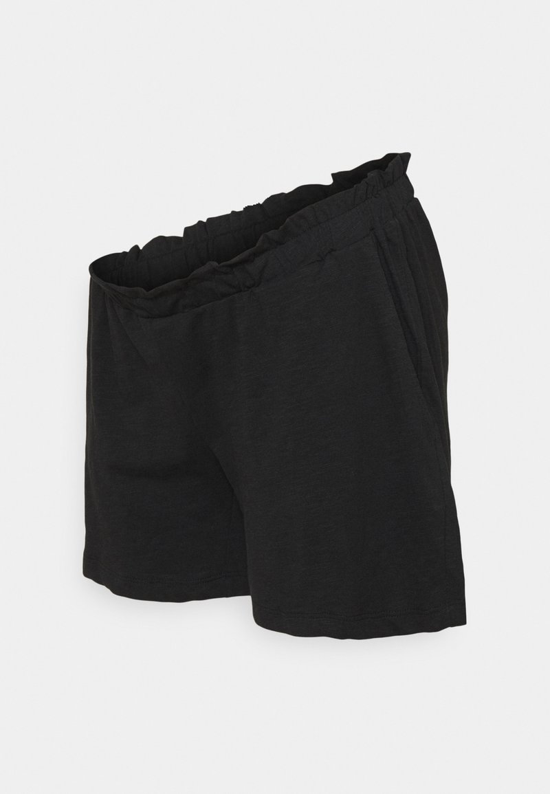 Černé šortky s elastickým pasem, které mají měkkou texturu a volný střih. Navrženy se bočními švy pro zvýšení pohodlí.
